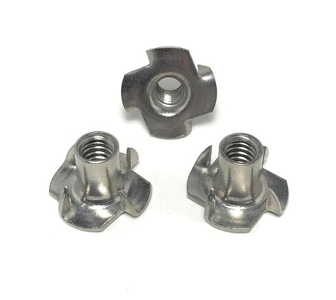 T-NUT Stainless Steel 1/4-20x7/16 4 Prong Tee Nuts (1/4-20 Thread 7/16 Barrel Length) 18-8 Stainless - (25) Pieces in Saudi Arabia