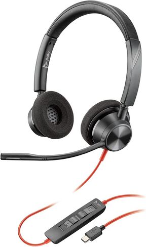 سماعة رأس سلكية Poly Blackwire 3320 (Plantronics) - ذراع ميكروفون مرن - ستيريو هاي فاي - توصيل بجهاز الكمبيوتر/Mac عبر USB-C أو USB-A - تعمل مع الفرق/التكبير - حصريًا لأمازون in Kuwait