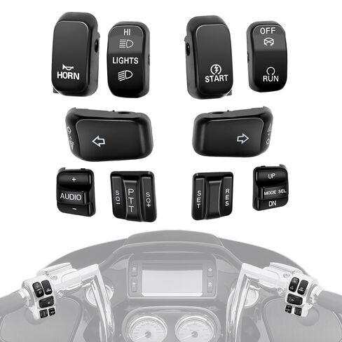 Chrome Hand Control Switches Caps Compatible with Harley Electra Street Glide Road King Touring 1996-2013 in Kuwait