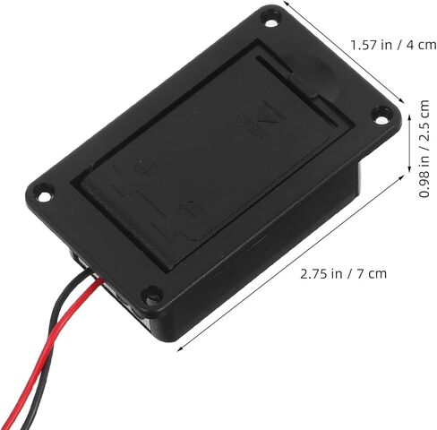 SUPVOX 2pcs Active Bass Guitar Pickup Battery Boxes/Holder/Case/Compartment Cover With 2 Pins Wire Black - Electric Guitar & Bass Accessories in Saudi Arabia