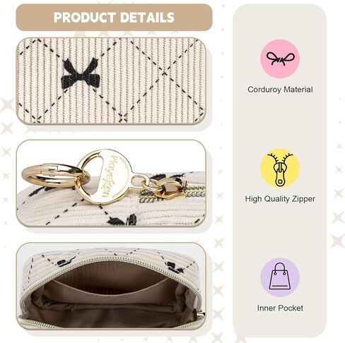 Period Bag for Teen Girls, Corduroy Cute Sanitary Napkin Storage Bag, Menstrual Pad Tampon Holder for Purse (Blue-Bow Tie) in Saudi Arabia