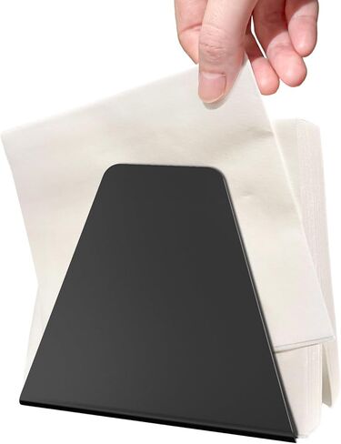 حامل مناديل معدني أسود صغير الحجم قابل للتعديل ذاتيًا للمناديل الورقية القياسية، تصميم قوي مثالي لأسطح المطبخ وطاولات الطعام وبارات الإفطار in Kuwait