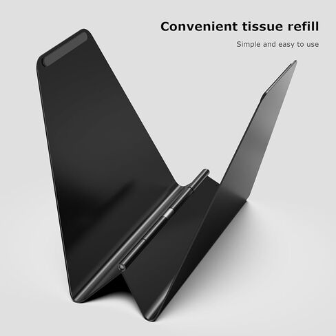 حامل مناديل معدني أسود صغير الحجم قابل للتعديل ذاتيًا للمناديل الورقية القياسية، تصميم قوي مثالي لأسطح المطبخ وطاولات الطعام وبارات الإفطار in Kuwait