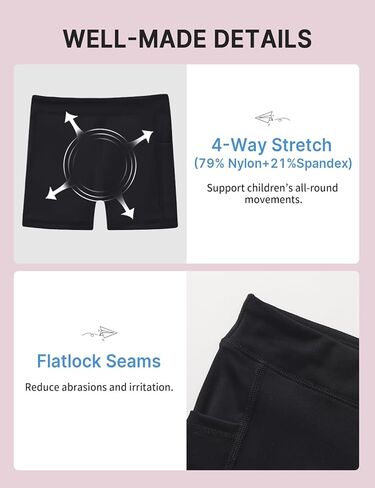 Girls' Athletic Shorts with Pockets, Quick-Dry Breathable Kids Active Shorts for Dance Yoga Sports in Saudi Arabia