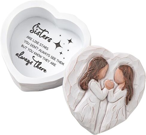التماثيل الشقيقة مجوهرات تذكار صغير مربع الأمهات يوم هدايا للأخت في القانون - هدايا عيد ميلاد الأخت - مربع الذاكرة - الصداقة الصناديق للديكور المنزلي - مرسومة باليد ثلاثية الأبعاد in Kuwait