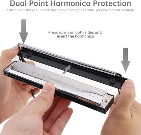 OriGlam Harmonica Holder, 24 Holes Mouth Organ Holder, Adjustable Harmonica Neck Stand Bracket, Harp Neck Brace, Wind Instrument Accessories, Hands-Free During Performance (24 Holes Black) in Kuwait