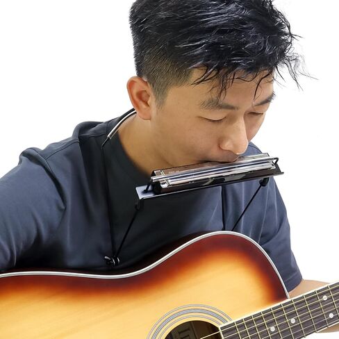 OriGlam Harmonica Holder, 24 Holes Mouth Organ Holder, Adjustable Harmonica Neck Stand Bracket, Harp Neck Brace, Wind Instrument Accessories, Hands-Free During Performance (24 Holes Black) in Kuwait