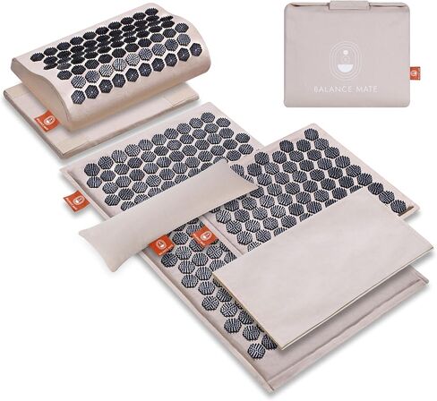 Acupressure Mat & Pillow – Natural Back & Neck Pain Relief, Stress Relief, and Better Sleep Kit (Includes Pillow & Carry Bag, Deep Black). in Kuwait