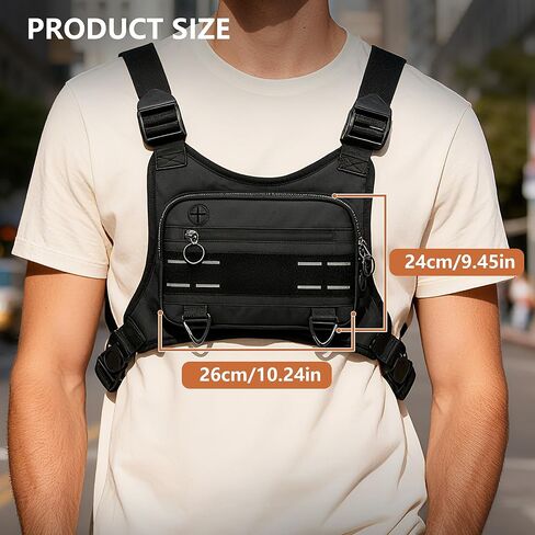 Sports Chest Bag For Men,Chest Rig Running Vest,Sport Chest Bag,Water Resistant and Lightweight Running Vest Bag For Workouts,Cycling Running,Hiking,Dog Walking,Climbing in Kuwait
