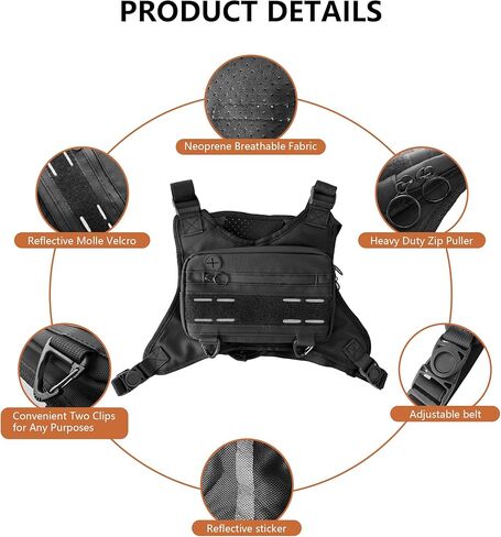 Sports Chest Bag For Men,Chest Rig Running Vest,Sport Chest Bag,Water Resistant and Lightweight Running Vest Bag For Workouts,Cycling Running,Hiking,Dog Walking,Climbing in Kuwait