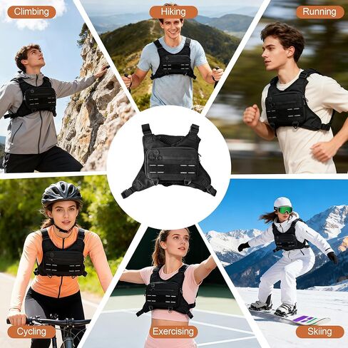 Sports Chest Bag For Men,Chest Rig Running Vest,Sport Chest Bag,Water Resistant and Lightweight Running Vest Bag For Workouts,Cycling Running,Hiking,Dog Walking,Climbing in Kuwait