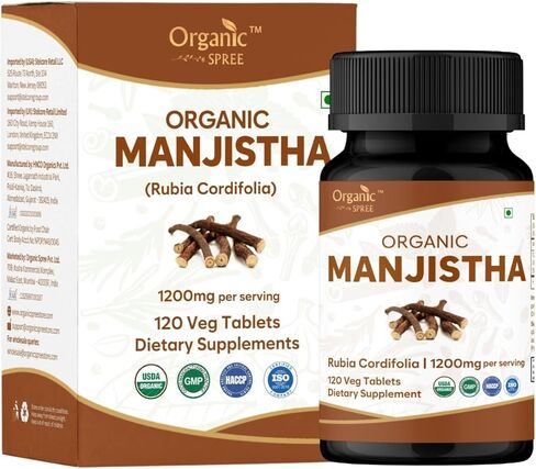 MANJISTHA 120 Tablets | Rubia Cordifolia (Manjistha) | USDA Organic Certified | Organic and Natural 120tab in Kuwait