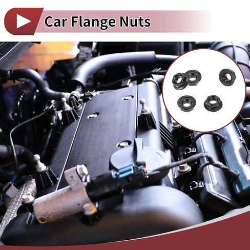 5 Pcs M5*0.8 Car Flange Nuts 304 Stainless Steel Girded Hex Lock Flange Nuts Non-Slip Lock Flange Black for Car Motorcycle in Saudi Arabia