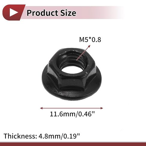 5 Pcs M5*0.8 Car Flange Nuts 304 Stainless Steel Girded Hex Lock Flange Nuts Non-Slip Lock Flange Black for Car Motorcycle in Saudi Arabia