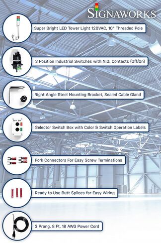 طقم إضاءة برج أندون LED 2 من Signaworks - أجزاء فقط، التجميع مطلوب - مفتاحان لوضع التشغيل/الإيقاف - ضوء كومة... in Kuwait