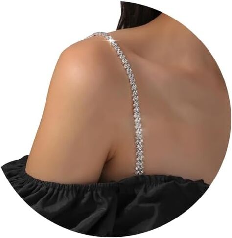 2Pcs Simple Rhinestone Bra Straps,Sexy Rave Rhinestones Bra Shoulder Chain,Crystal Underwear Straps,Wedding Bridal Dress Rhinestone Lingerie Chain for Women in Kuwait