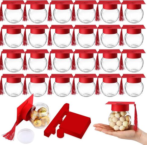 24 PCS التخرج حاويات الصمغية التخرج تفضل التخرج مربع هدايا التخرج صناديق الحلوى صناديق خريج كاب كاب جار in Kuwait