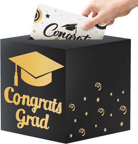 9" Graduation Card Box, Graduation Decorations 2025 - Congrats Grad Foldable Cardstock Money Box (Blue) in Kuwait