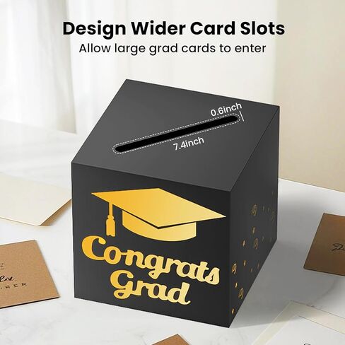 9" Graduation Card Box, Graduation Decorations 2025 - Congrats Grad Foldable Cardstock Money Box (Blue) in Kuwait