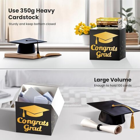 9" Graduation Card Box, Graduation Decorations 2025 - Congrats Grad Foldable Cardstock Money Box (Blue) in Kuwait