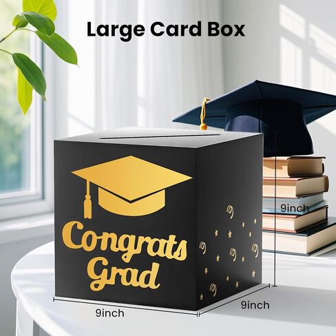 9" Graduation Card Box, Graduation Decorations 2025 - Congrats Grad Foldable Cardstock Money Box (Blue) in Kuwait