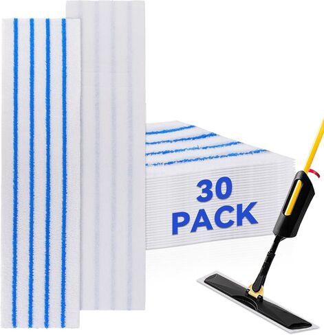 Replacement Disposable Microfiber Pad Fit for Rubbermaid Quick Connect Mop System - 50 Pack Wet & Dry Commercial Cleaning Refills with Scrubbing/Scouring Stripes Fit for Any Flat System 17 and 18 Inch in Kuwait