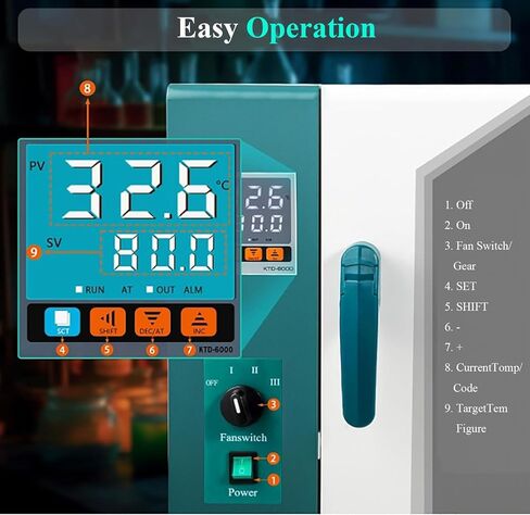 110V 1000W Industrial Drying Oven - Digital Forced Air Convection, Electric Heating, 12 Gal Capacity for Lab Baking, Wax Melting & Heat Treatment - High Efficiency Dryer in Kuwait