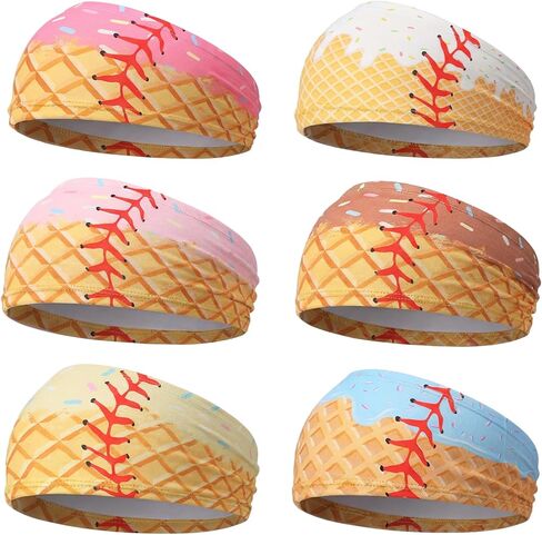 6 Pcs Baseball Country Flag Headbands Wide Headbands with National Flag Baseball Hair Bandanas Non-Slip Sweatband for National Sports Events Women & Men in Kuwait