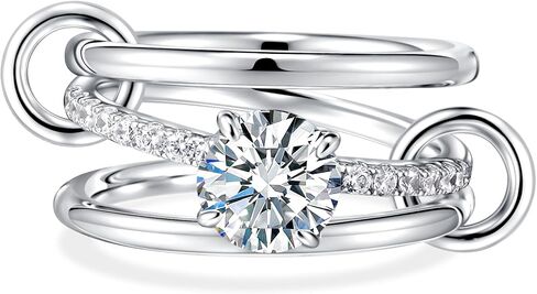 JINEAR Gold & Silver Interlocked Rings for Women Dainty 14k Gold Plated Cubic Zirconia Stackable Statement Rings Two-Toned Connected Bands Stacking Non Tarnish Jewelry in Kuwait