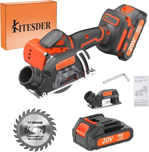 طقم منشار دائري بدون فرش مقاس 3 بوصة - يشتمل على منشار دائري وشاحن بطارية ويأتي مع شفرة منشار واحدة. يتميز بعمق قطع قابل للتعديل بمقدار 45 درجة، وقفل أمان. in Kuwait