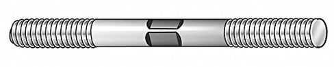TE-CO 40710 Dbl End THD Stud, 1/2-13x6 OAL, Silver, Black Oxide, Carbon Steel, Partially Threaded, UNC, B70 (Rockwell B), Matte, PK2 in Kuwait