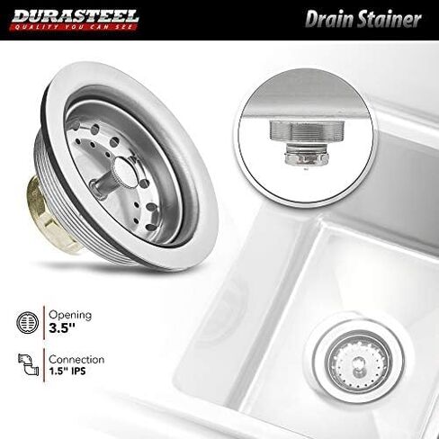 DuraSteel 3 Compartment Sink with Faucet - NSF Stainless Steel 15" x 15" x 12" 3 Bay Sinks Commercial Sink with No Drainboard - Three Industrial Kitchen Concession Sinks Restaurant, Food Truck Utility in Saudi Arabia