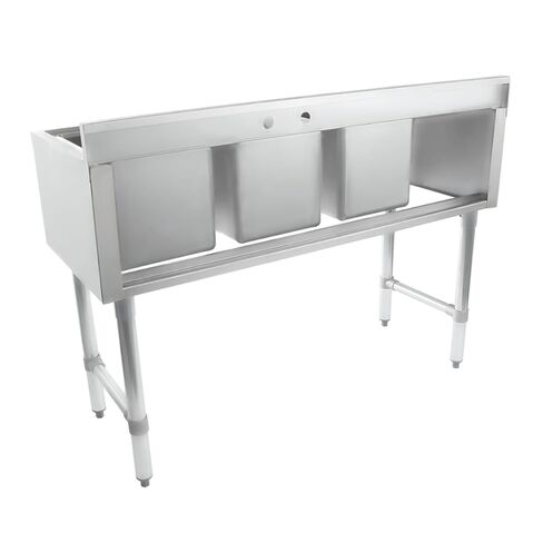Empura 10" x 14" Stainless Steel Three Compartment Underbar Sink | Heavy-Duty Commercial Kitchen Bar Basin with 3.5" Drain Basket for Laundry | 12" Left Drainboard, 10"L X 14"D X 10"H, 18 Gauge, NSF in Kuwait