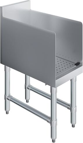 304 Stainless Steel Recessed Underbar Drainboard with 3" Backsplash, Removable Perforated Drainboard | Side Splashes, Galvanized Legs, 1.5" Drain Included (22.5" x 12") in Kuwait