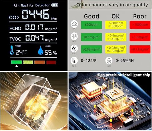 Air Quality Monitor, Accurate Detection Formaldehyde, TVOC AQI Tester for Indoor/Outdoor Air Pollution Detection. 1-Pack (Handheld) in Kuwait