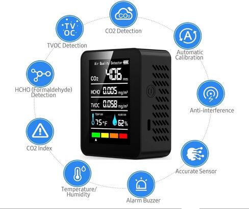 Air Quality Monitor, Accurate Detection Formaldehyde, TVOC AQI Tester for Indoor/Outdoor Air Pollution Detection. 1-Pack (Handheld) in Kuwait