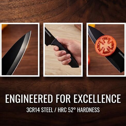 Kitchen Knife Set with Block, 19 PCS High Carbon Stainless Steel Sharp includes Serrated Steak Knives Set, Chef Knives, Bread Knife, Scissor, Sharpener, all in one in Saudi Arabia
