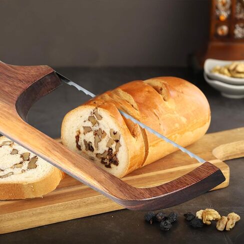 Sourdough Bread Knife for Slicing, Wooden Bread Slicer Bow Saw Cutter for Homemade Easy Cutting,Sourdough Knives Baking Supplies (Dark Brown) in Saudi Arabia