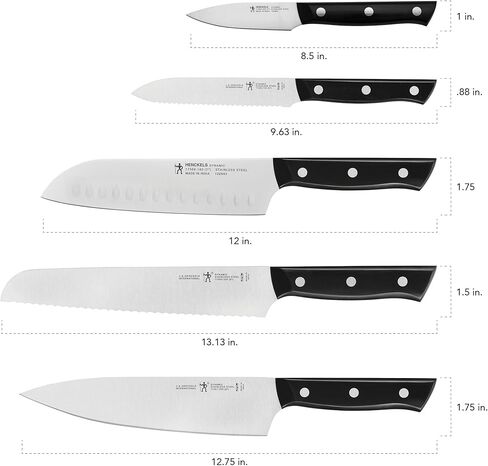 HENCKELS Dynamic Razor-Sharp 5-Piece Kitchen Knife Set, Chef Knife, Bread Knife, German Engineered Informed by 100+ Years of Mastery in Kuwait