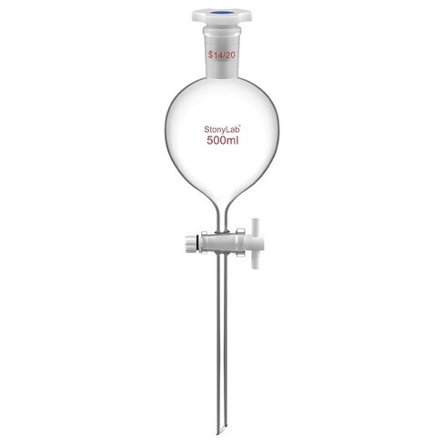stonylab 250 mL Separatory Funnel with with 24/40 Joint & PTFE Stopcock, Borosilicate 3.3 Glass, Spherical Design for Liquid Extraction & Solvent Separation, Includes Plastic Stopper (1-Pack) in Saudi Arabia