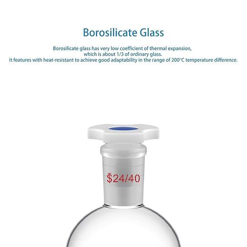 stonylab 250 mL Separatory Funnel with with 24/40 Joint & PTFE Stopcock, Borosilicate 3.3 Glass, Spherical Design for Liquid Extraction & Solvent Separation, Includes Plastic Stopper (1-Pack) in Saudi Arabia