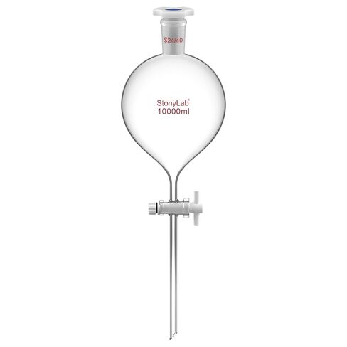 stonylab 250 mL Separatory Funnel with with 24/40 Joint & PTFE Stopcock, Borosilicate 3.3 Glass, Spherical Design for Liquid Extraction & Solvent Separation, Includes Plastic Stopper (1-Pack) in Saudi Arabia