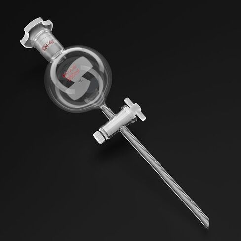 stonylab 250 mL Separatory Funnel with with 24/40 Joint & PTFE Stopcock, Borosilicate 3.3 Glass, Spherical Design for Liquid Extraction & Solvent Separation, Includes Plastic Stopper (1-Pack) in Saudi Arabia
