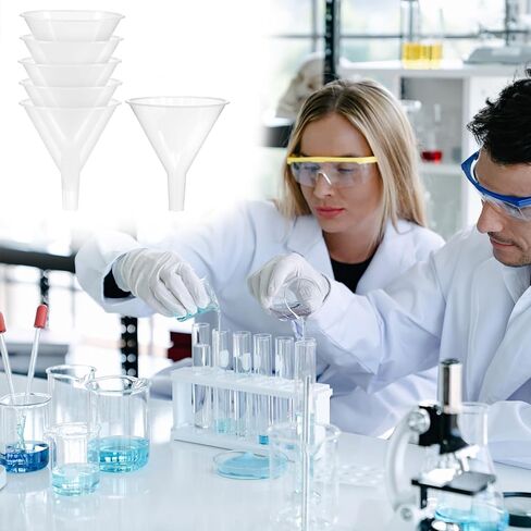 6 قطع من قمع QWORK البلاستيكية، 4.6 بوصة متعددة الأغراض، قمع واسعة الفتح لملء زجاجات مختبر العلوم، ونقل مسحوق التوابل in Saudi Arabia