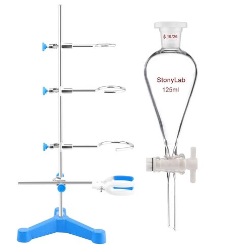 Separatory Funnel with 19/26 Joints (125 ml) Bundle with Tripod Stand Set - stonylab Bundle in Saudi Arabia