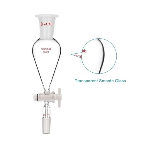 Separatory Funnel with 24/40 Joints (60 ml) Bundle with Glass Erlenmeyer Flask (100 ml) - stonylab Bundle in Saudi Arabia