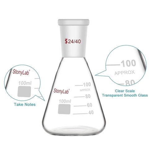 Separatory Funnel with 24/40 Joints (60 ml) Bundle with Glass Erlenmeyer Flask (100 ml) - stonylab Bundle in Saudi Arabia