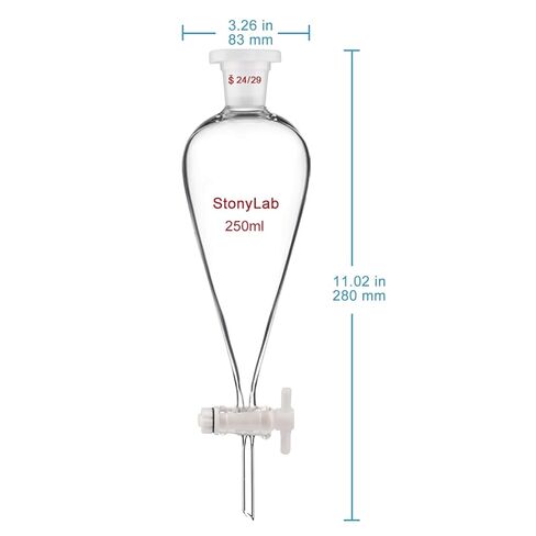 Separatory Funnel with 24/29 Joints (250 ml) Bundle with Tripod Stand Set - stonylab Bundle in Saudi Arabia