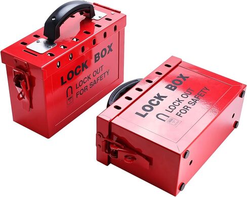 Lockout Tagout Group Lock Box, Red Portable Steel Box 12 Safety Padlock Capacity for Loto Procedures, 2 Pack in Kuwait
