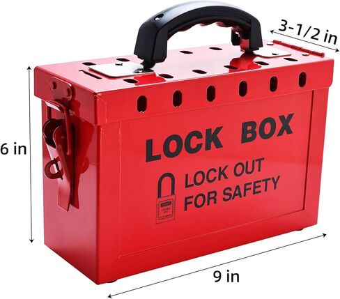 Lockout Tagout Group Lock Box, Red Portable Steel Box 12 Safety Padlock Capacity for Loto Procedures, 2 Pack in Kuwait
